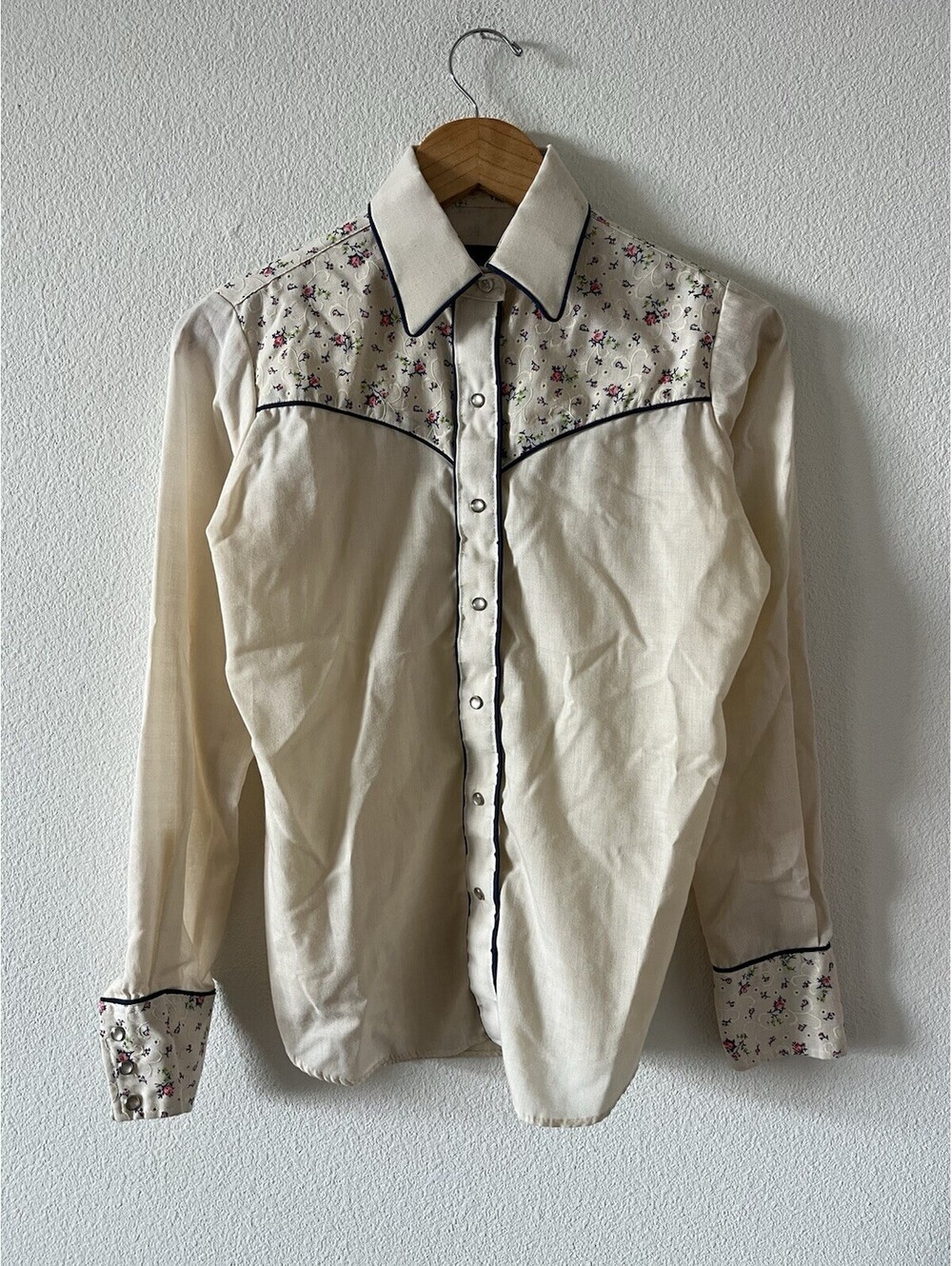 Vintage Panhandle Slim Floral Western Pearl Snap Shirt Small